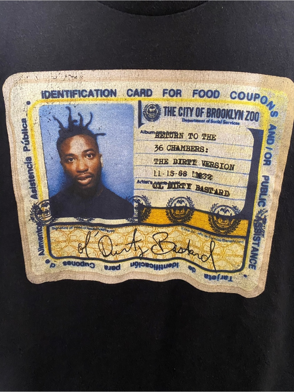 Ol' Dirty Bastard ID Card Graphic Tee - Black Large 22” armpit - Picture 2 of 5